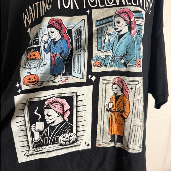 Halloween Michael Myers Coffee Graphic Tee – 2X – Black - Picture 2 of 6